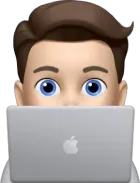 Brett's memoji peeking over a laptop