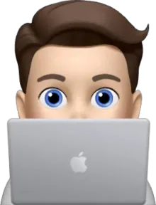 Brett's memoji peeking over a laptop